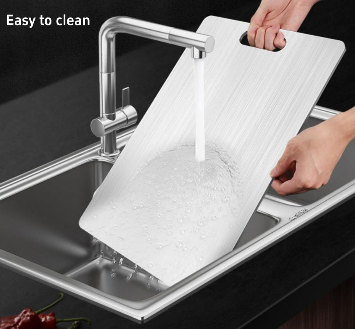 Titanium Cutting Board - 100% Pure Titanium Cutting Boards for Kitchen - Cutting Edge Hygiene & Durability, 1 Pack Double Sided Medical-Grade Titanium Cutting Mat, Easy to Clean (18"L X 12"W)