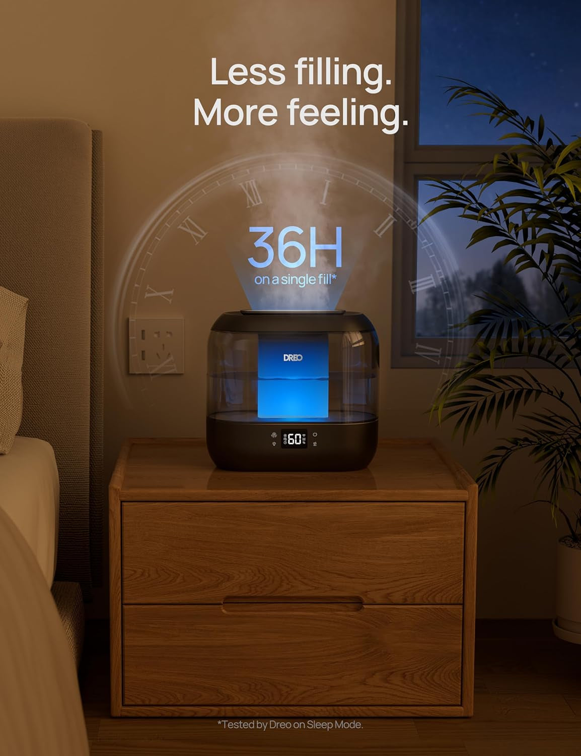Smart Humidifiers for Bedroom, Top Fill 4L Supersized Cool Mist Humidifier with Nightlight, 36H Runtime, Touch/App/Voice Control, 28 Db Quiet Ultrasonic Humidifiers for Large Room, Baby, Plants