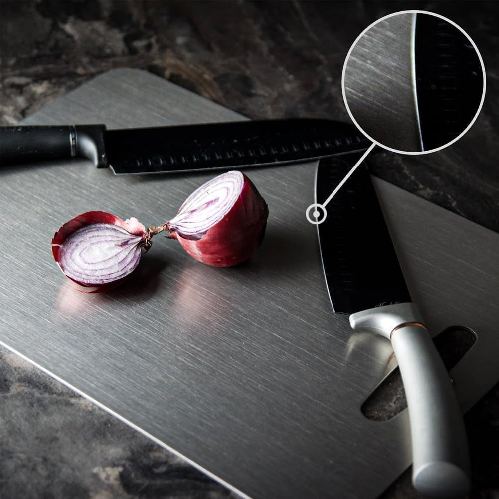 Titanium Cutting Board - 100% Pure Titanium Cutting Boards for Kitchen - Cutting Edge Hygiene & Durability, 1 Pack Double Sided Medical-Grade Titanium Cutting Mat, Easy to Clean (18"L X 12"W)