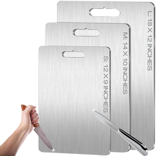 Titanium Cutting Board - 100% Pure Titanium Cutting Boards for Kitchen - Cutting Edge Hygiene & Durability, 1 Pack Double Sided Medical-Grade Titanium Cutting Mat, Easy to Clean (18"L X 12"W)