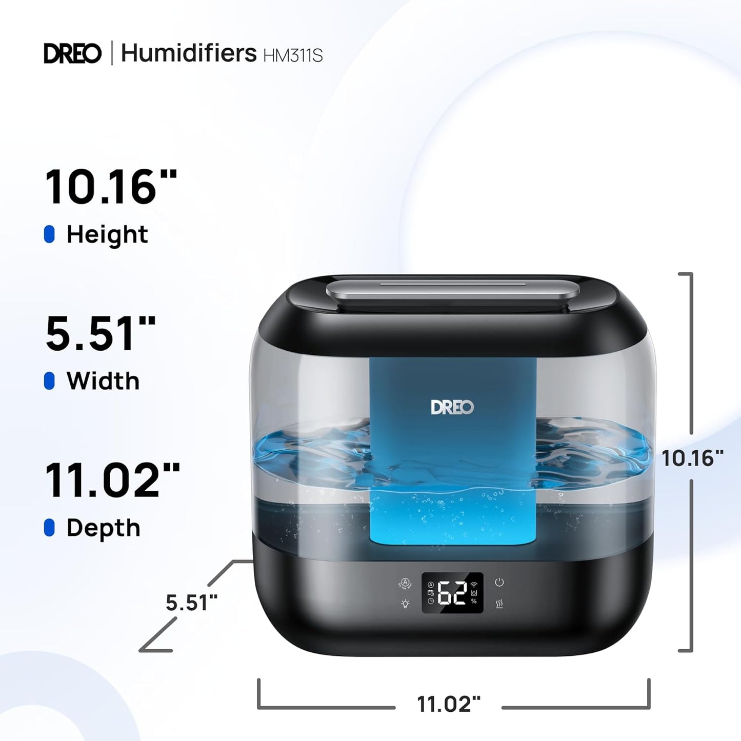 Smart Humidifiers for Bedroom, Top Fill 4L Supersized Cool Mist Humidifier with Nightlight, 36H Runtime, Touch/App/Voice Control, 28 Db Quiet Ultrasonic Humidifiers for Large Room, Baby, Plants