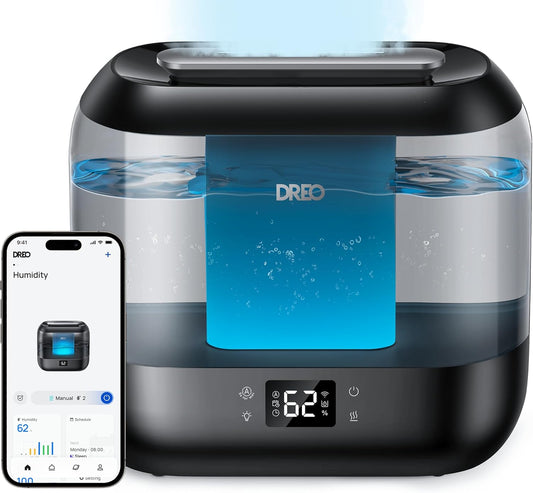 Smart Humidifiers for Bedroom, Top Fill 4L Supersized Cool Mist Humidifier with Nightlight, 36H Runtime, Touch/App/Voice Control, 28 Db Quiet Ultrasonic Humidifiers for Large Room, Baby, Plants