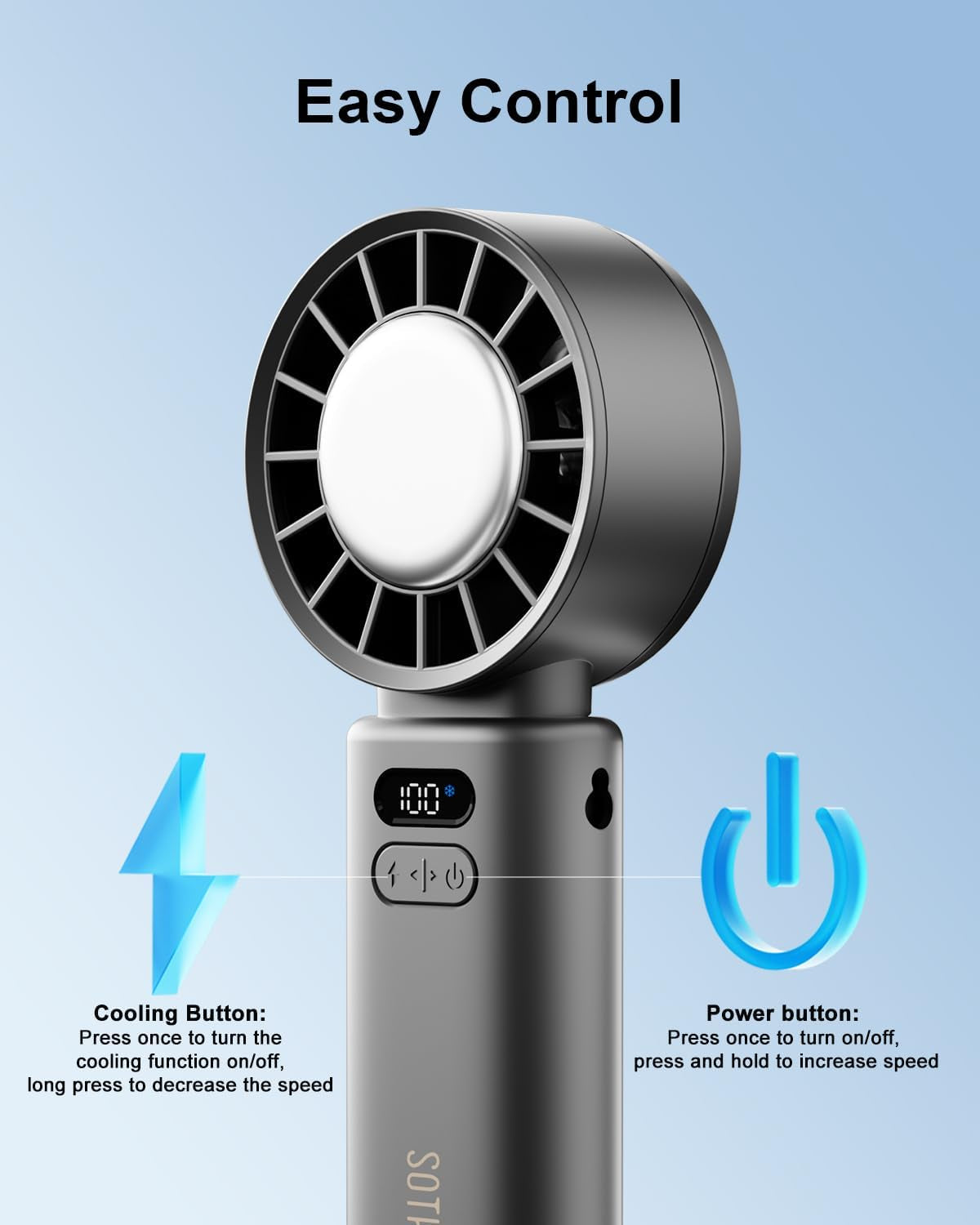 Portable Handheld Fan, Built-In Cooling Compress, 100-Speed Rechargeable Personal Fan, 15Hrs Cooling, 120°Foldable Design, 3-IN-1 Portable-Fan for Travel, Cooling Device for Outdoor