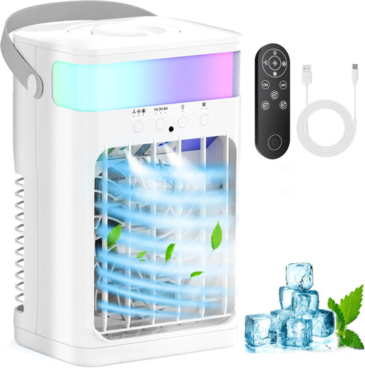 Portable Air Conditioners,Air Conditioner,Ac Unit with 1500ML Water Tank,2 Spray Ports,3 Wind Speeds,3 Timers,10 Kinds of Colorful Lights,Portable Ac Units for Room Camping Car Office
