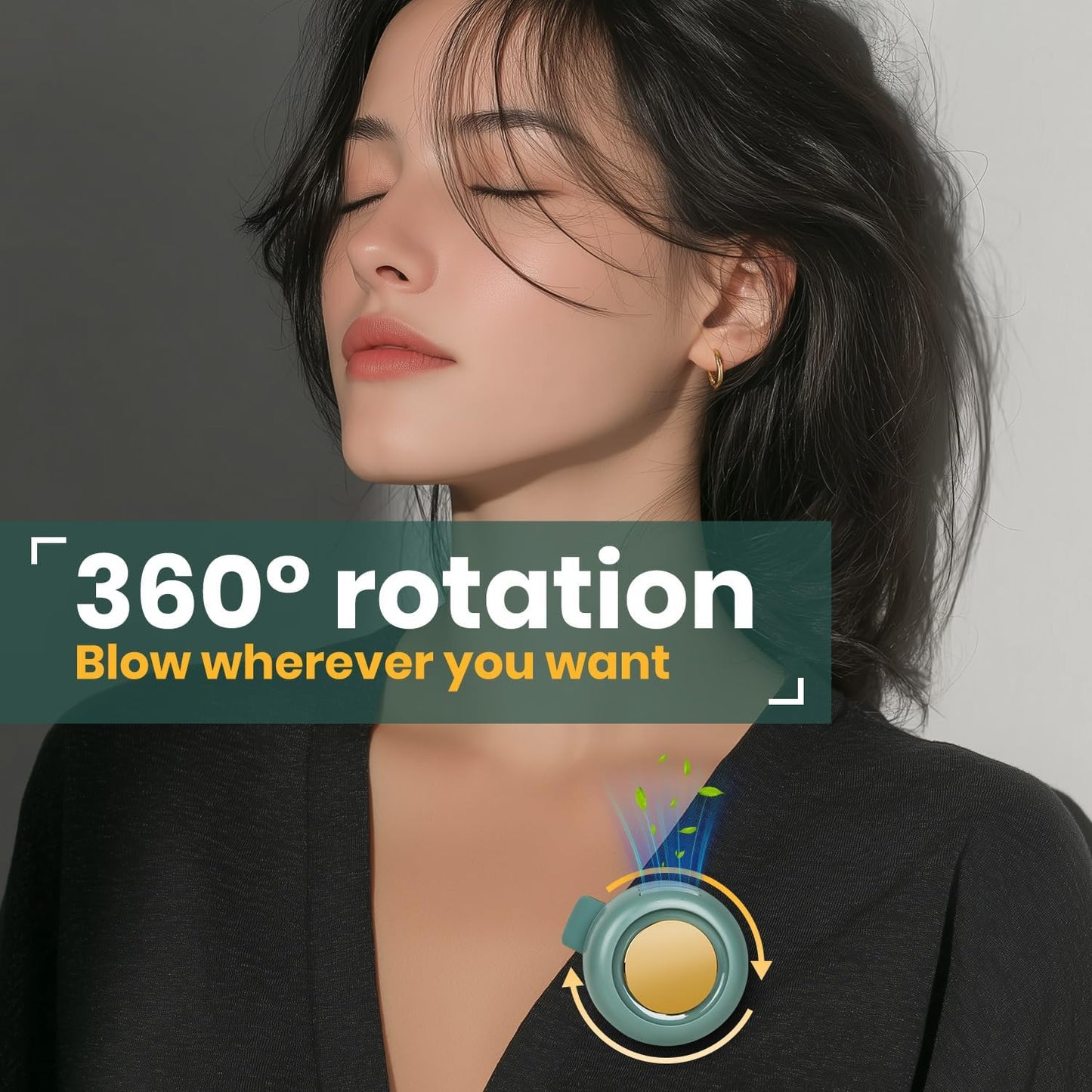 Portable Silent Mini Bladeless Fan Clip On, 3 Speeds Clip on Fan for Shirt for Outdoor Travel Gift (Green)