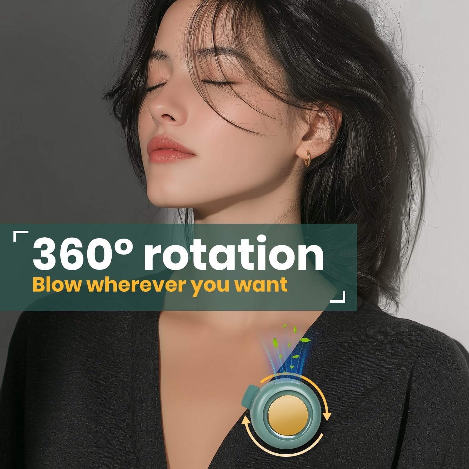Portable Silent Mini Bladeless Fan Clip On, 3 Speeds Clip on Fan for Shirt for Outdoor Travel Gift (Green)