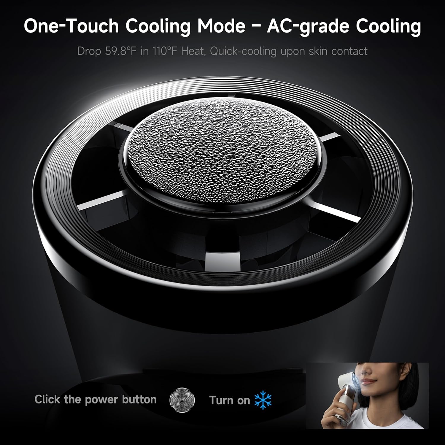Portable Handheld Turbo Fan with Ice Cooling, 9000Mah Rechargeable Personal Fan, 100-Speed Wind, Built-In Type-C Cable, LED Display,135° Tilt Foldable for Desk/Neck/Travel-White