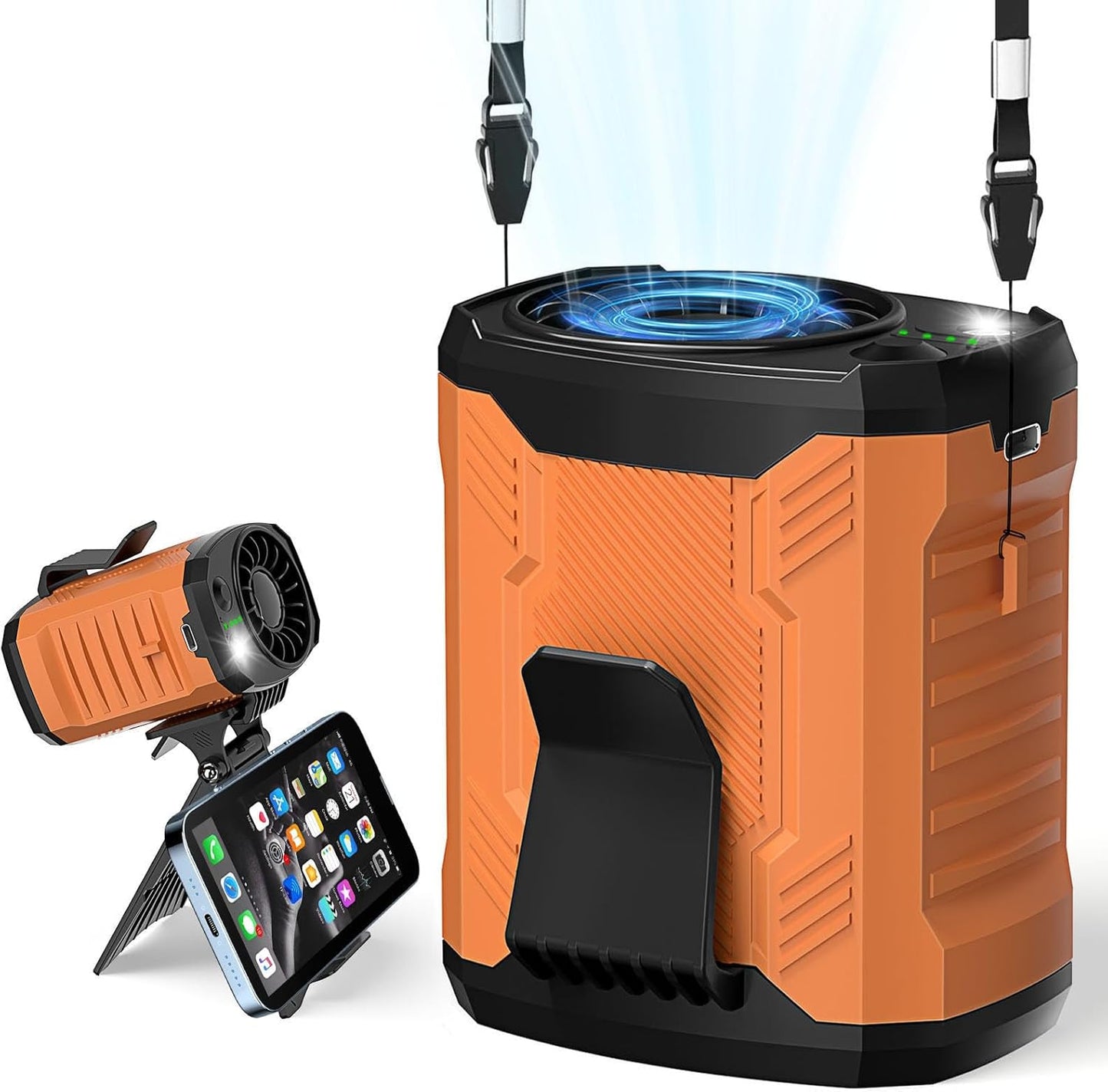 Portable Personal Waist Neck Fan - Airflow Strong, 10000Rpm, 4-Speed Rechargeable Battery, Fast Cooling,Hands-Free Clip Belt Fan Indoor, Outdoor, Camping,Work