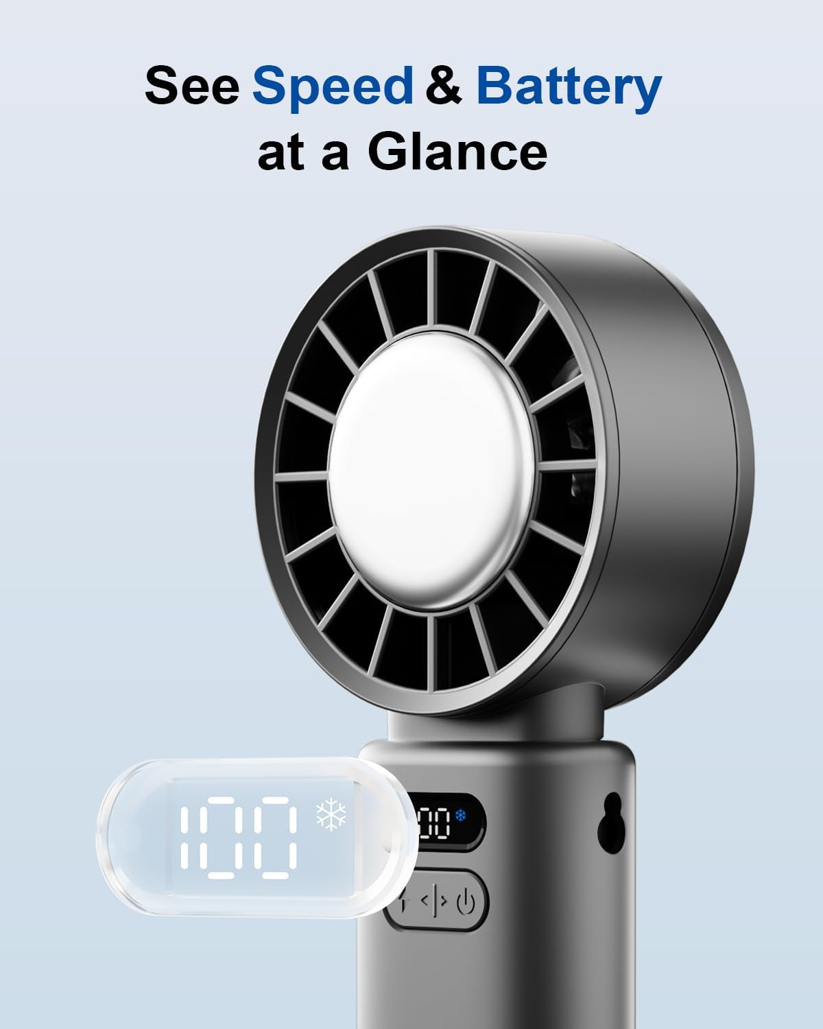 Portable Handheld Fan, Built-In Cooling Compress, 100-Speed Rechargeable Personal Fan, 15Hrs Cooling, 120°Foldable Design, 3-IN-1 Portable-Fan for Travel, Cooling Device for Outdoor