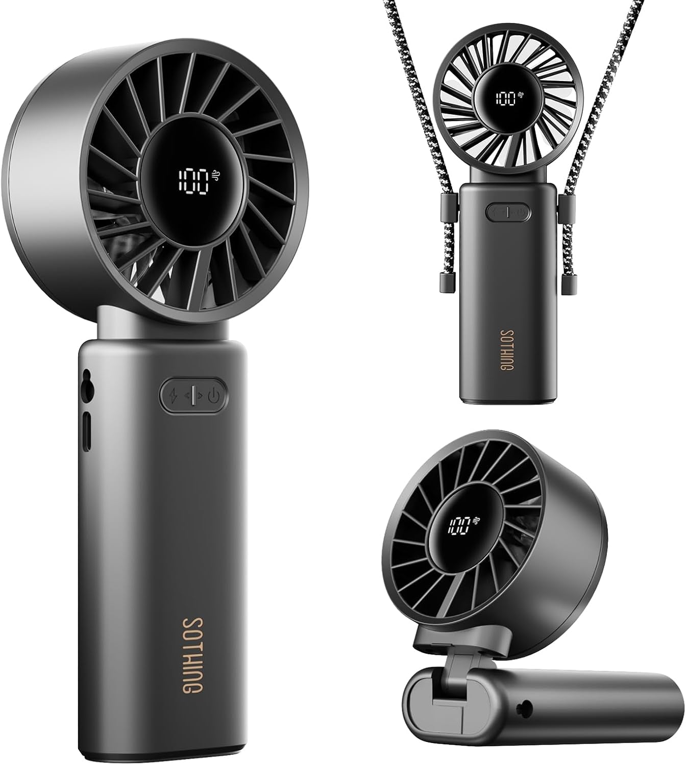 Portable Handheld Fan, Built-In Cooling Compress, 100-Speed Rechargeable Personal Fan, 15Hrs Cooling, 120°Foldable Design, 3-IN-1 Portable-Fan for Travel, Cooling Device for Outdoor