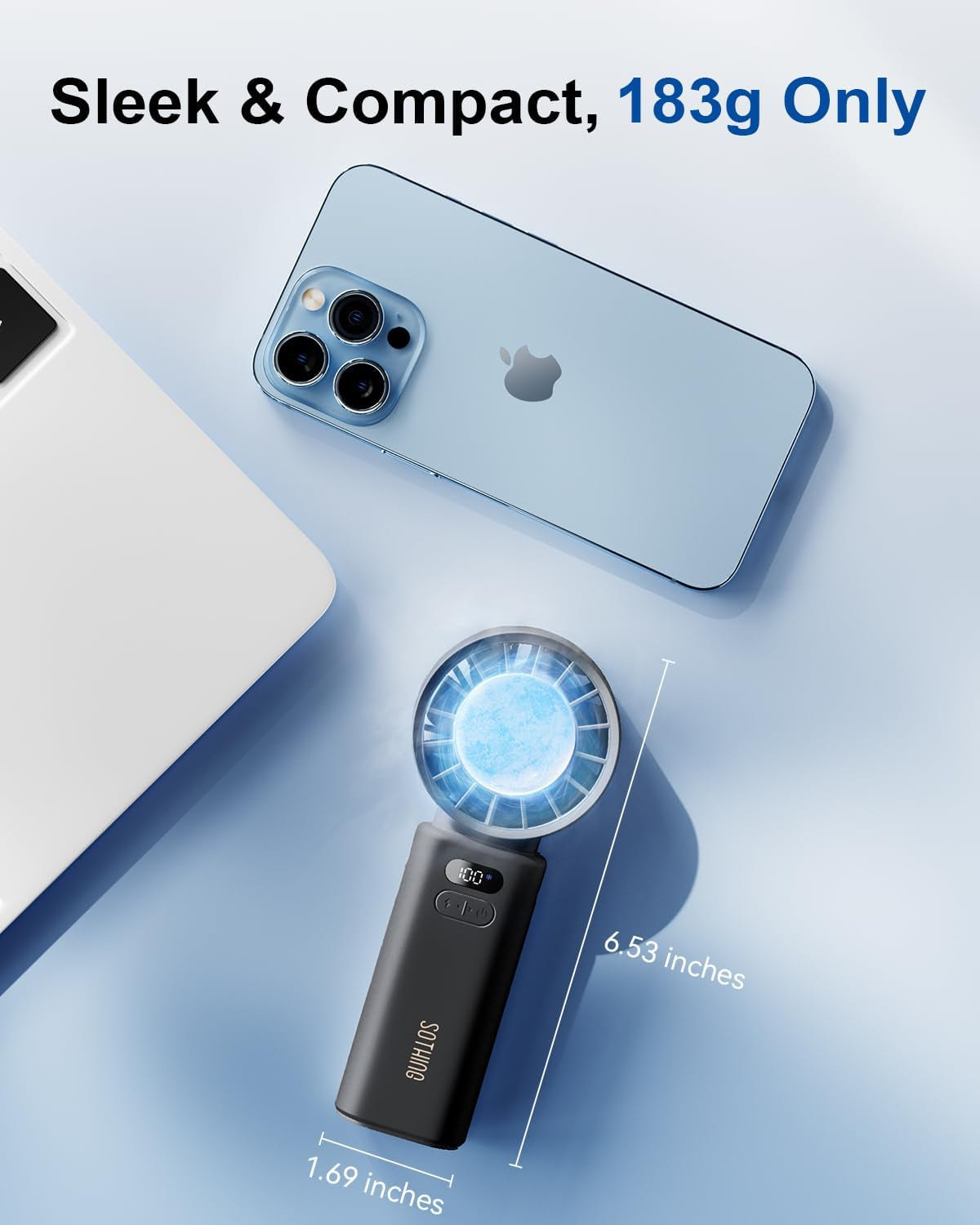 Portable Handheld Fan, Built-In Cooling Compress, 100-Speed Rechargeable Personal Fan, 15Hrs Cooling, 120°Foldable Design, 3-IN-1 Portable-Fan for Travel, Cooling Device for Outdoor